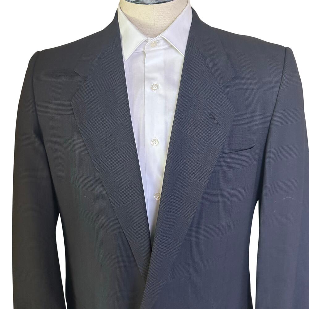 Profilo Sport Coat 42L Charcoal Glen Plaid 1 Vent 2 button Virgin wool - Picture 2 of 9
